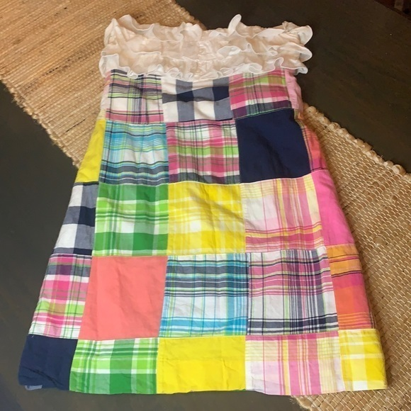 Lilly Pulitzer Patchwork Strapless‎ Ruffle Top Dress Sz 0 - Picture 1 of 11